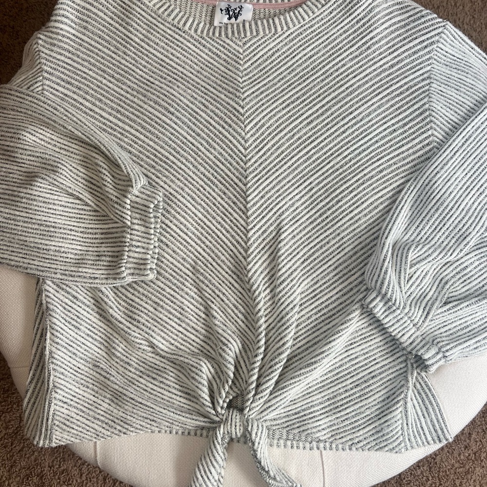 Anthropologie Striped Gray and White Women's Top